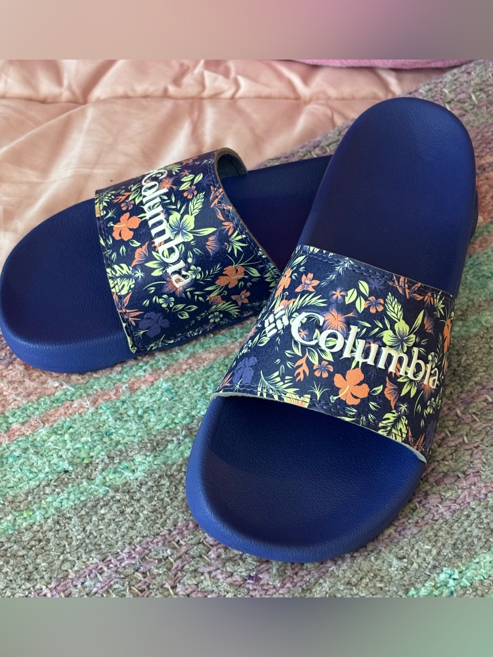 Columbia Girls Floral Slide Sandals Size 4
